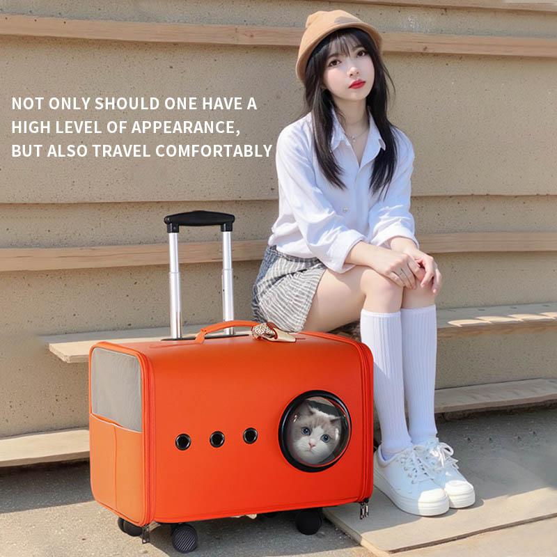 Cat Travel Trolley Case, Pet Trolley Bag, Dog And Cat Travel Portable Trolley Bag, High-End Cat Travel Car