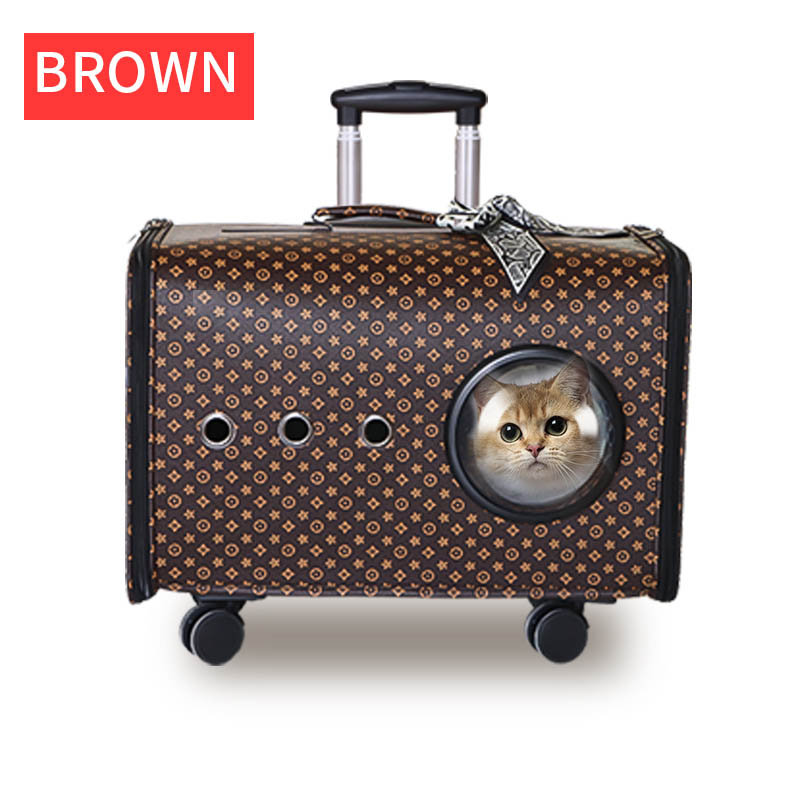 Cat Travel Trolley Case, Pet Trolley Bag, Dog And Cat Travel Portable Trolley Bag, High-End Cat Travel Car